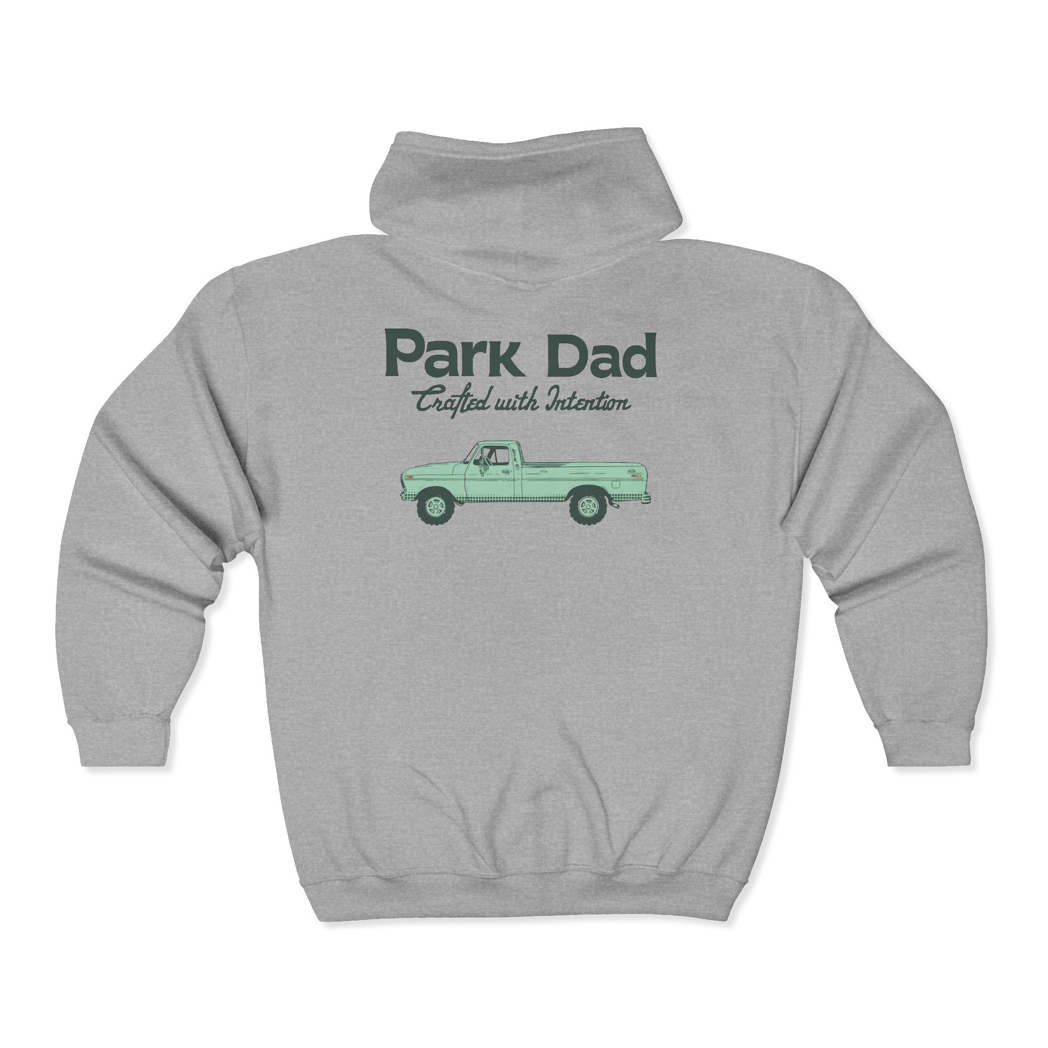Park Dad Full-Zip Hoodie — 'Park' Truck Graphic Zip-Up Sweatshirt for Fathers
