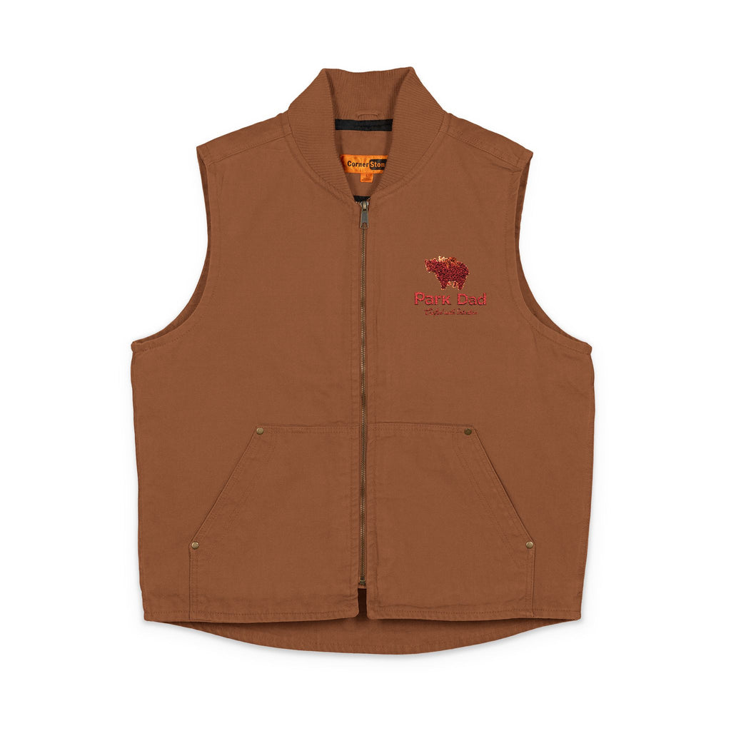 Washed Duck Cloth Vest — Embroidered Rustic Bison Logo