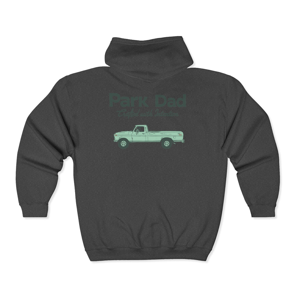 Park Dad Full-Zip Hoodie — 'Park' Truck Graphic Zip-Up Sweatshirt for Fathers